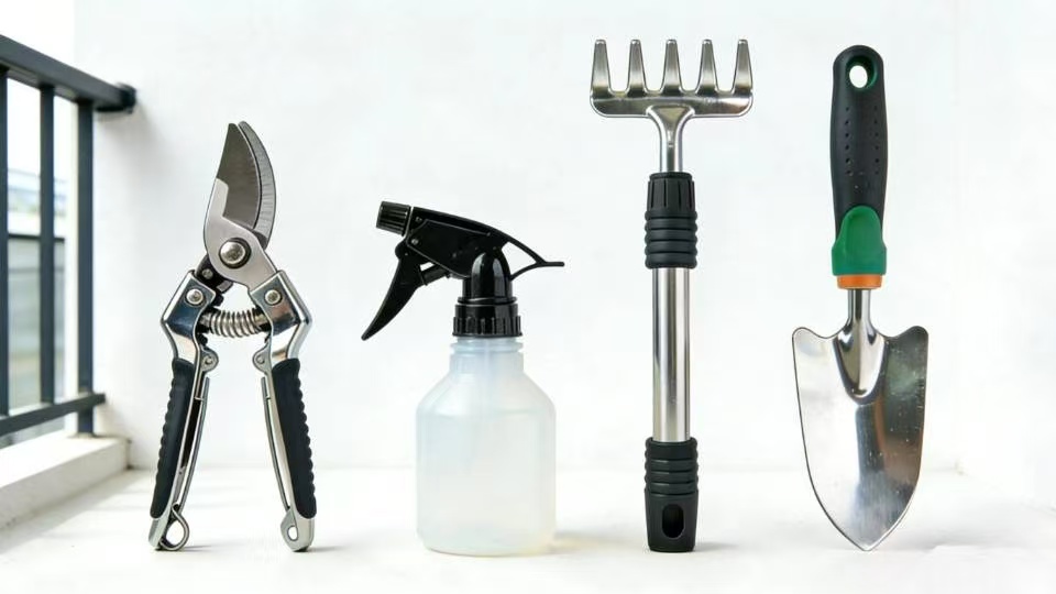 Compact gardening tools for small balcony and windowsill