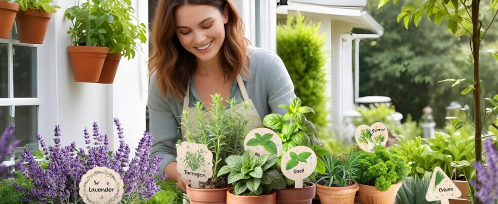 Waterproof plant labels for potted herbs