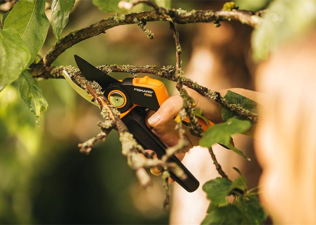 Fiskars PowerGear X pruner with rotating handle and SoftGrip material