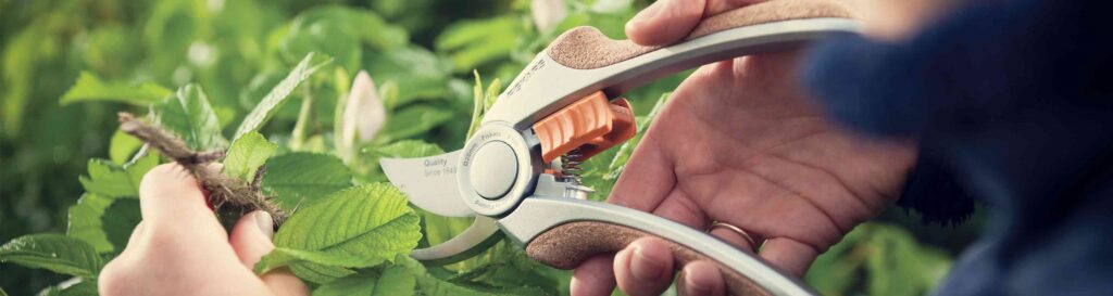 Fiskars Quantum pruners and loppers with cork-padded aluminum handles