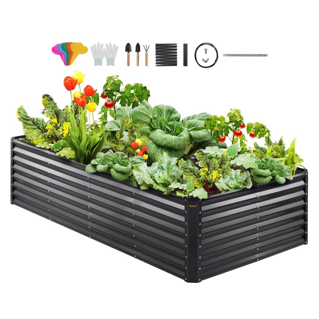 Large galvanized steel raised garden bed for abundant planting