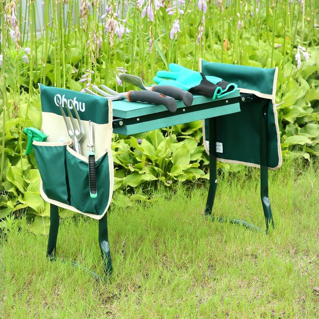 Ohuhu 2-in-1 garden kneeler and seat with steel frame